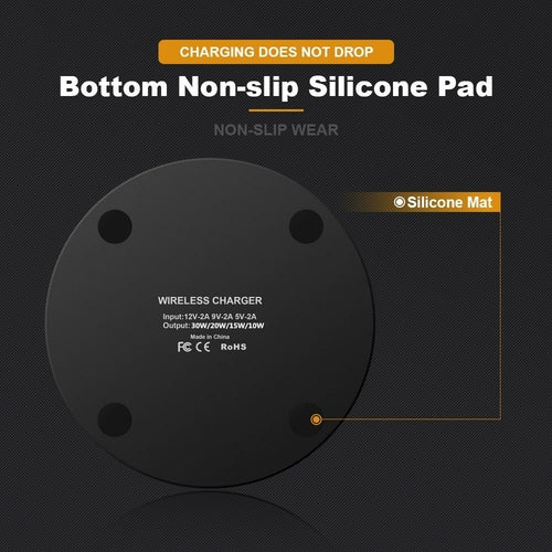 Dragon W9 30W Fast Wireless Charging Pad – Ultra Slim Qi Wireless Charger for iPhone & Android | Fast Charging Technology